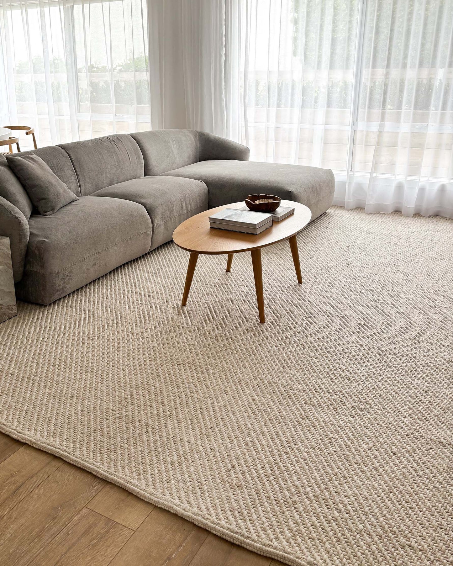 Noemie Cream and Beige Chunky Wool Rug