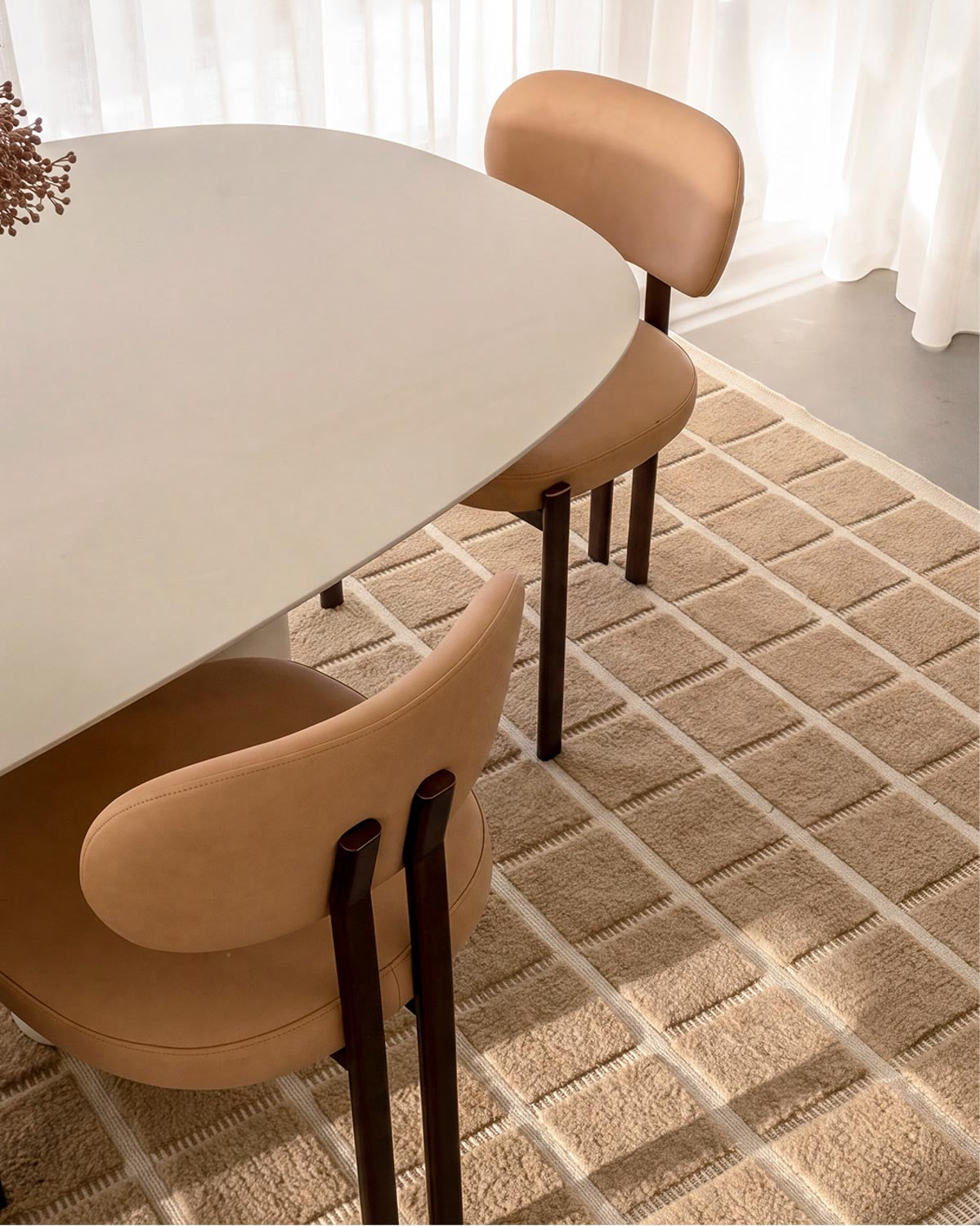 Oaklynn Chocolate Handloom Grid Wool Rug