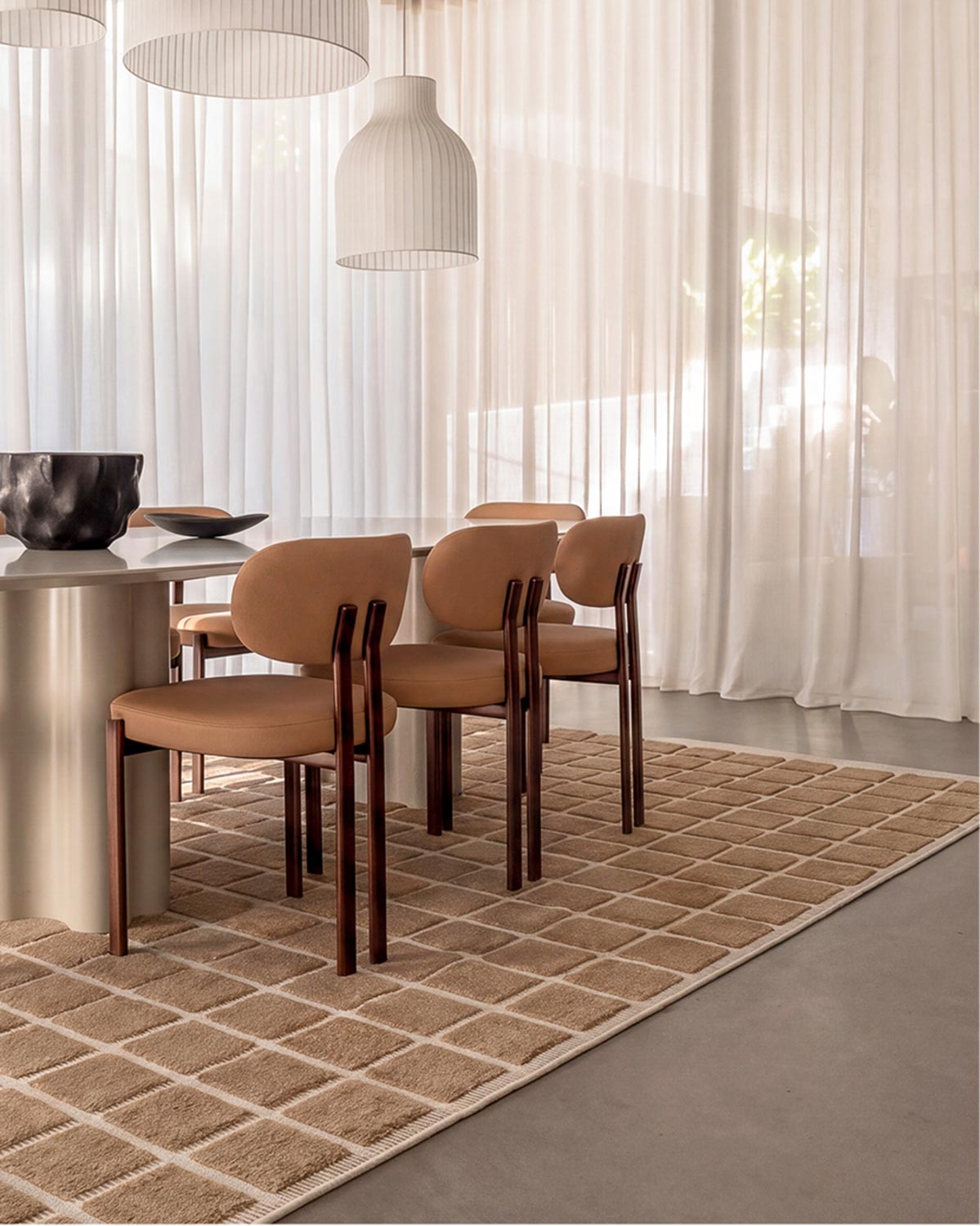 Oaklynn Chocolate Handloom Grid Wool Rug