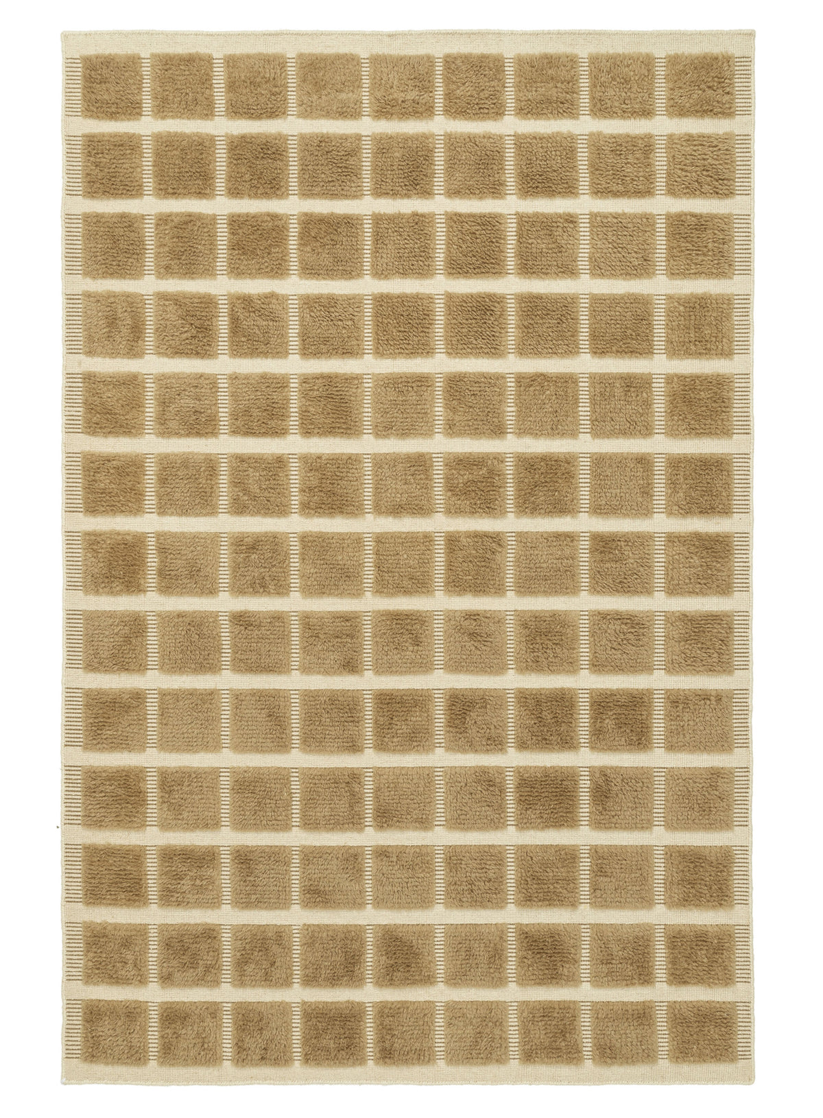 Oaklynn Chocolate Handloom Grid Wool Rug
