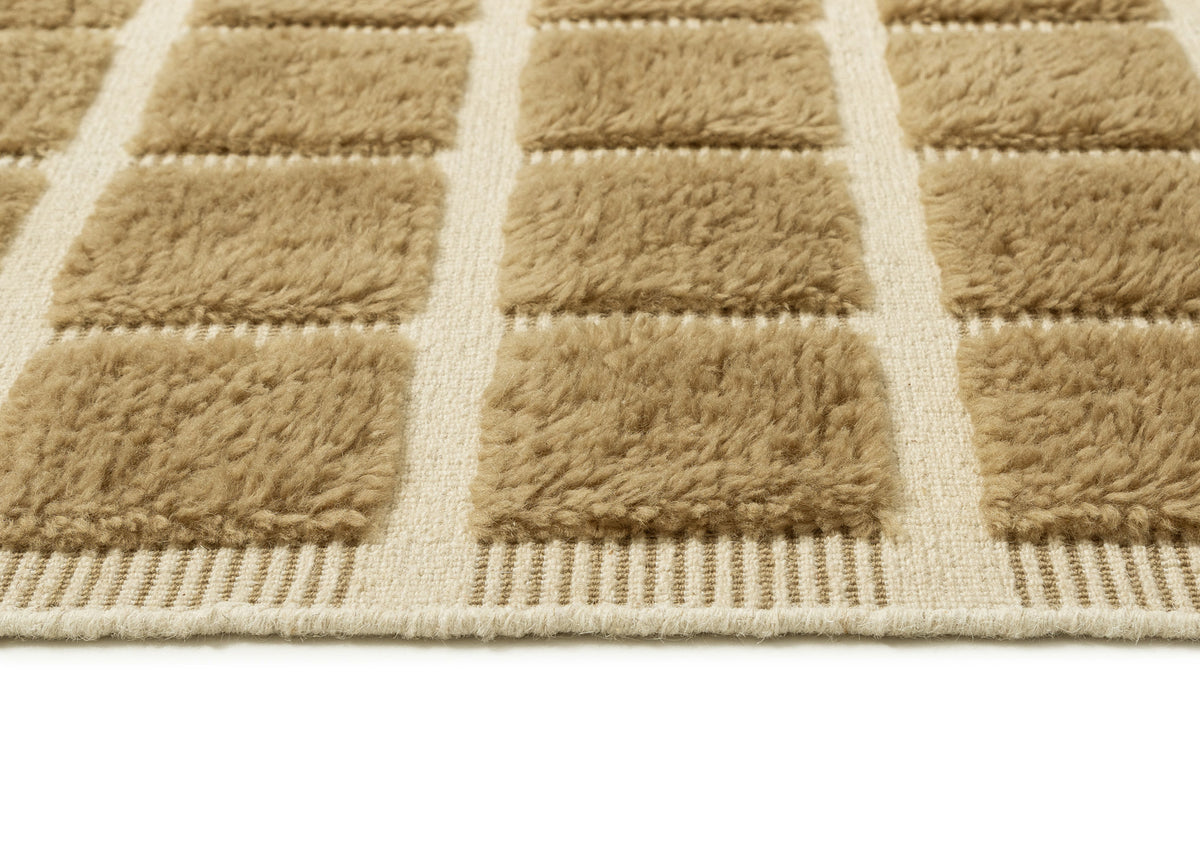 Oaklynn Chocolate Handloom Grid Wool Rug