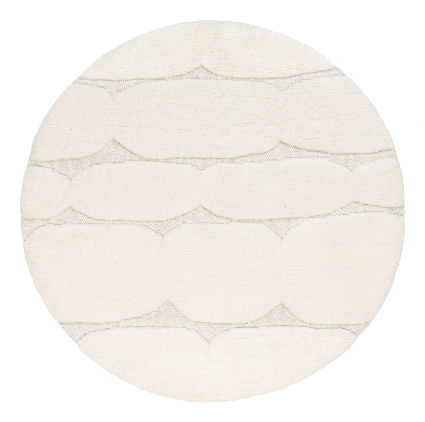 Omaira Ivory Textured Wool Round Rug