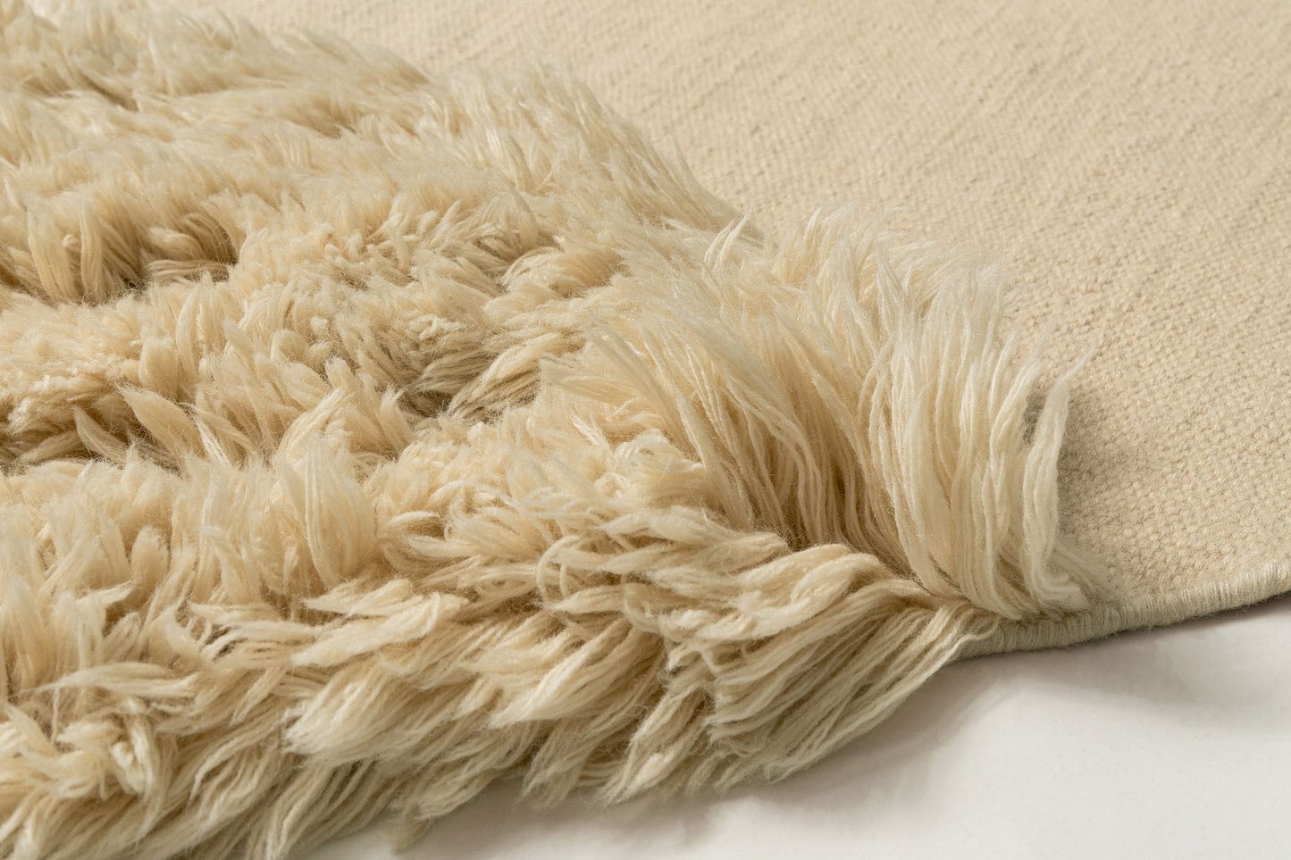 Ondria Beige Shag Wool Rug