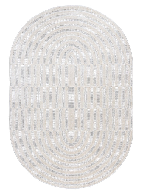 Orla Ivory Cream Striped Indoor Outdoor Oval Rug *NO RETURNS UNLESS FAULTY