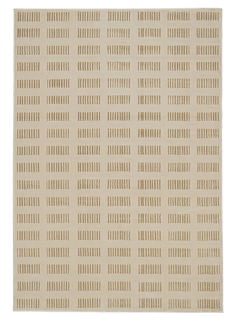 Ouargia Textured Geometric Neutral Washable Rug