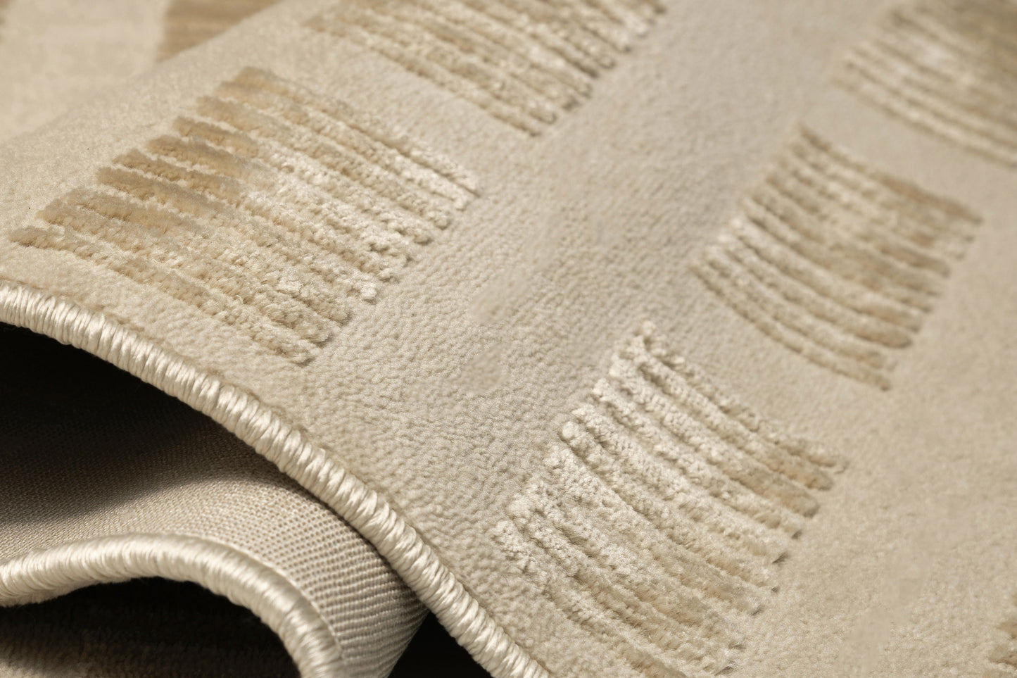 Ouargia Textured Geometric Neutral Rug
