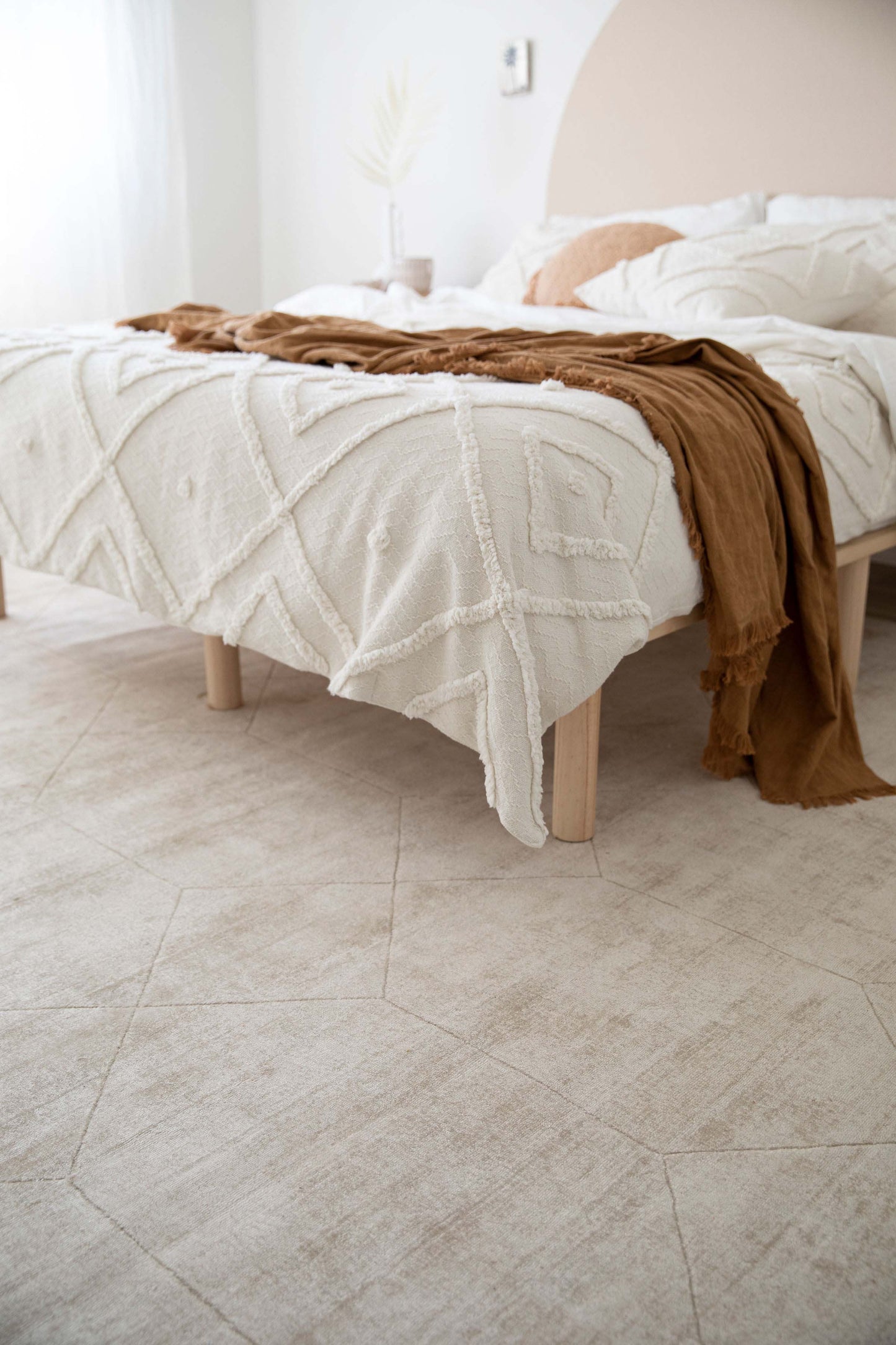Parker Beige and Ivory Geometric Viscose Rug