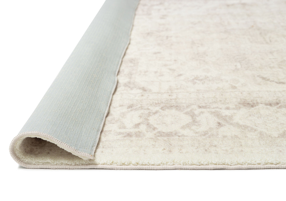Patina Cream and Beige Distressed Washable Rug