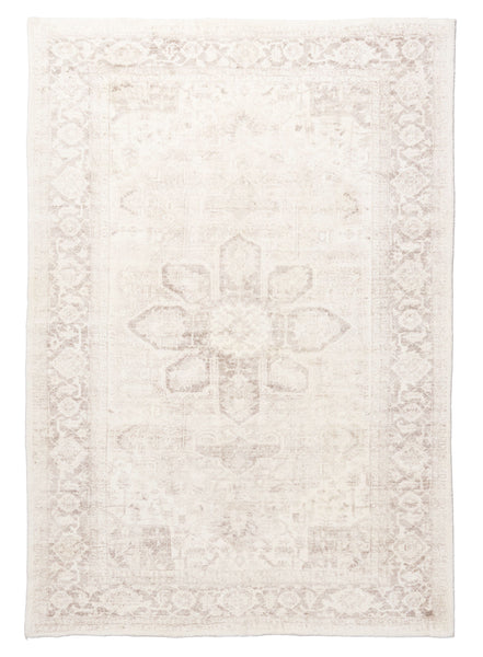 Patina Cream and Beige Distressed Washable Rug