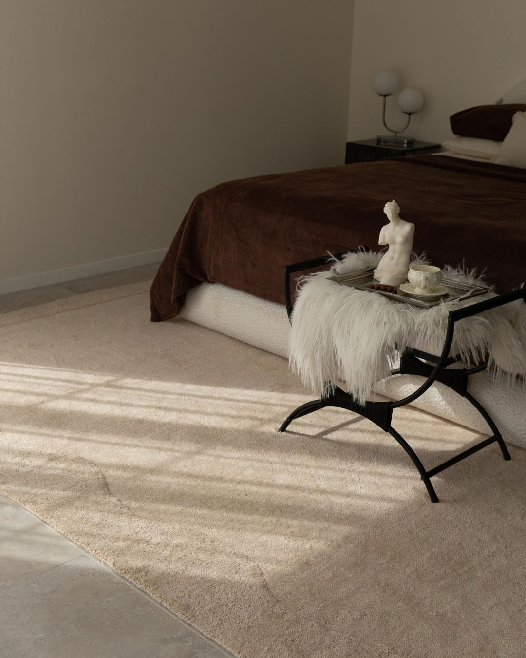 Pattie Cream Wiggle Border Wool Rug