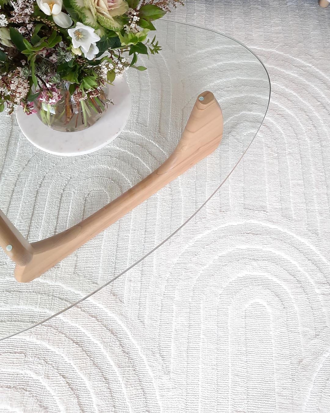 Penelope Ivory Cream Textured Rainbow Rug