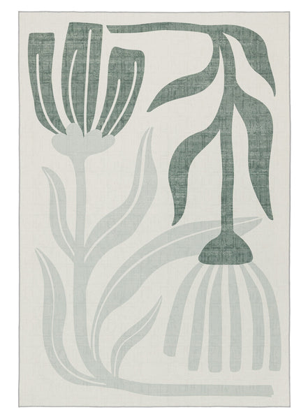 Quella Green Botanical Washable Rug