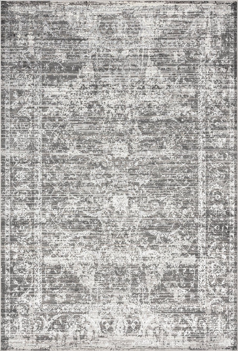 Raina Charcoal Grey And Ivory Traditional Distressed Rug