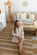 Ravello Warm Beige and Golden Sand Striped Indoor Outdoor Rug