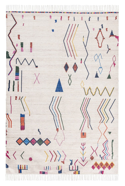 Remi Ivory Multi-Colour Abstract Tribal Indoor Outdoor Rug