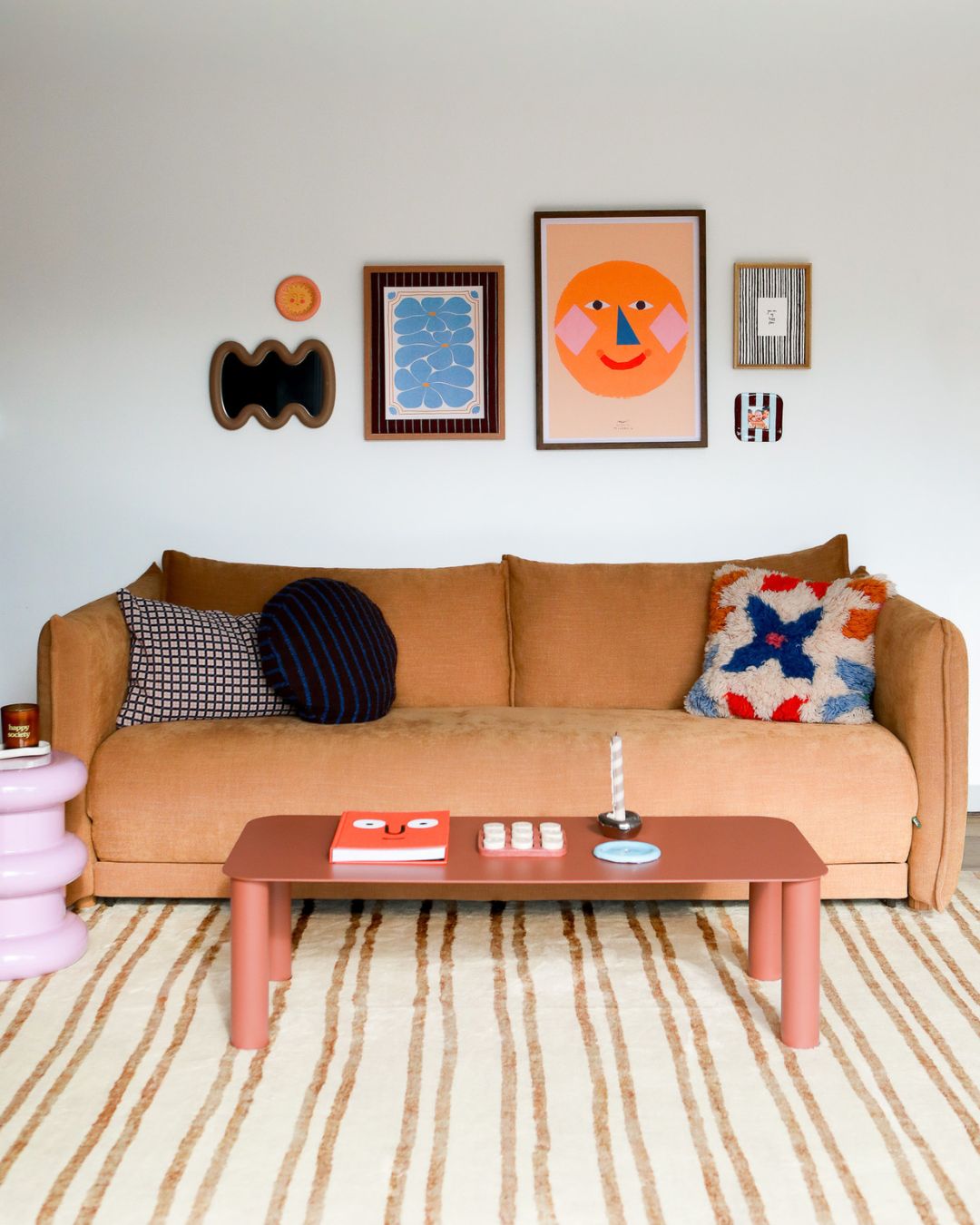 Rhow Neutral Striped Washable Rug