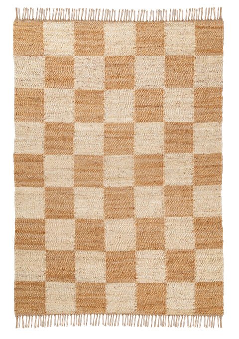 Riley Natural and Bleached Checkered Jute Rug