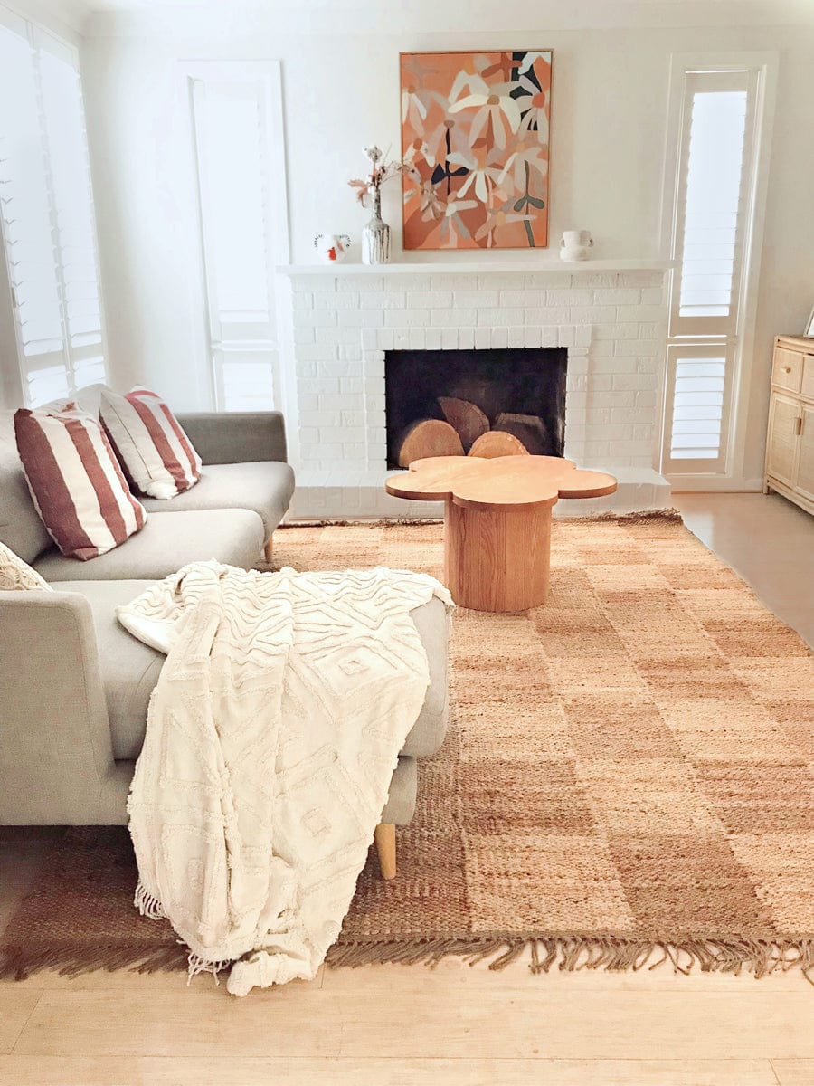 Riley Natural and Bleached Checkered Jute Rug *NO RETURNS UNLESS FAULTY