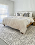 Rosalie Grey Cream Traditional Distressed Washable Rug