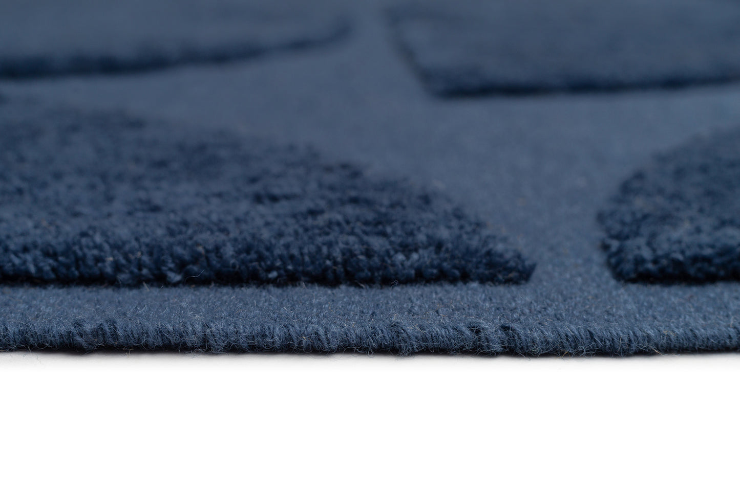 Rue Navy Blue Geometric Washable Wool Rug