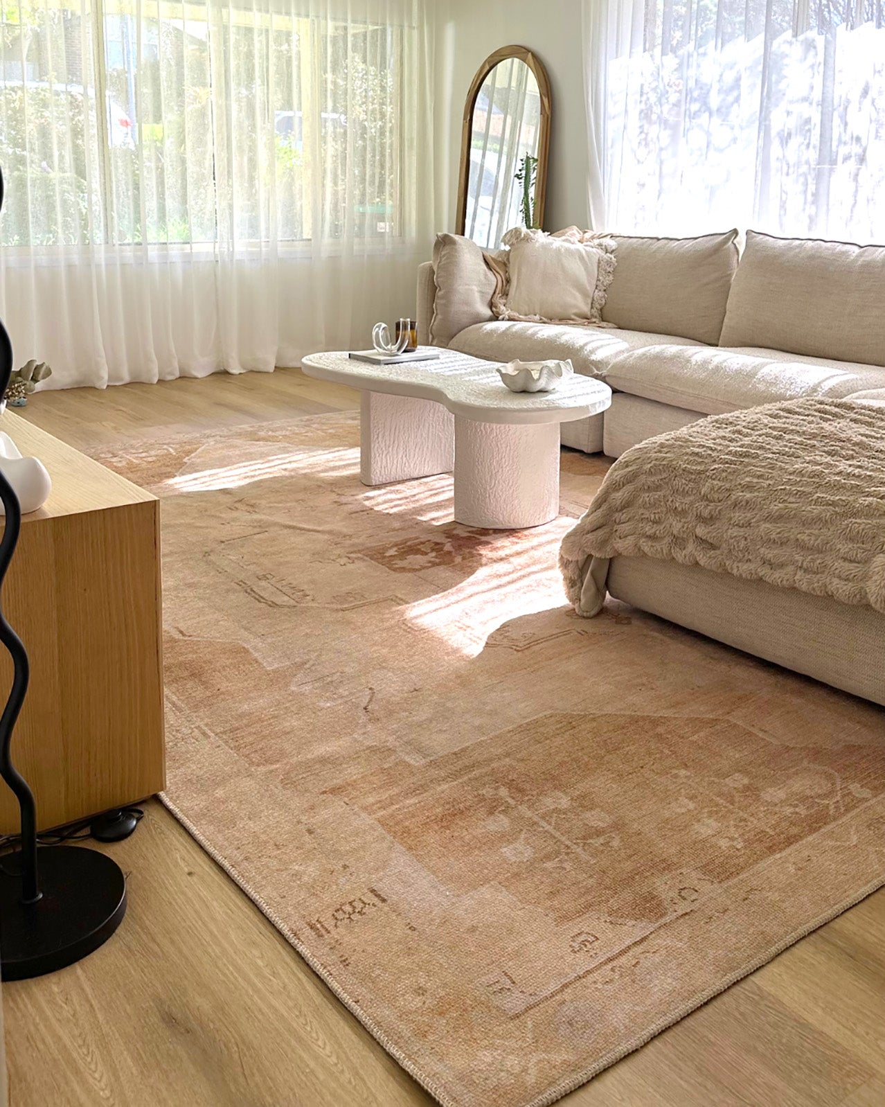 Sabine Cream and Rust Medallion Washable Rug