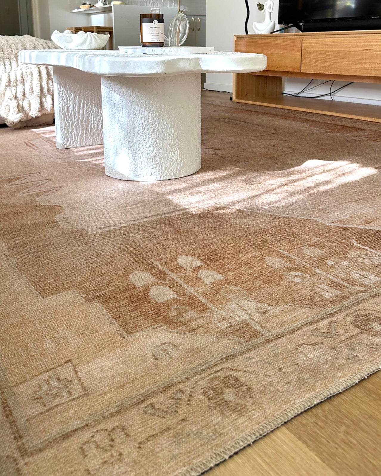 Sabine Cream and Rust Medallion Washable Rug