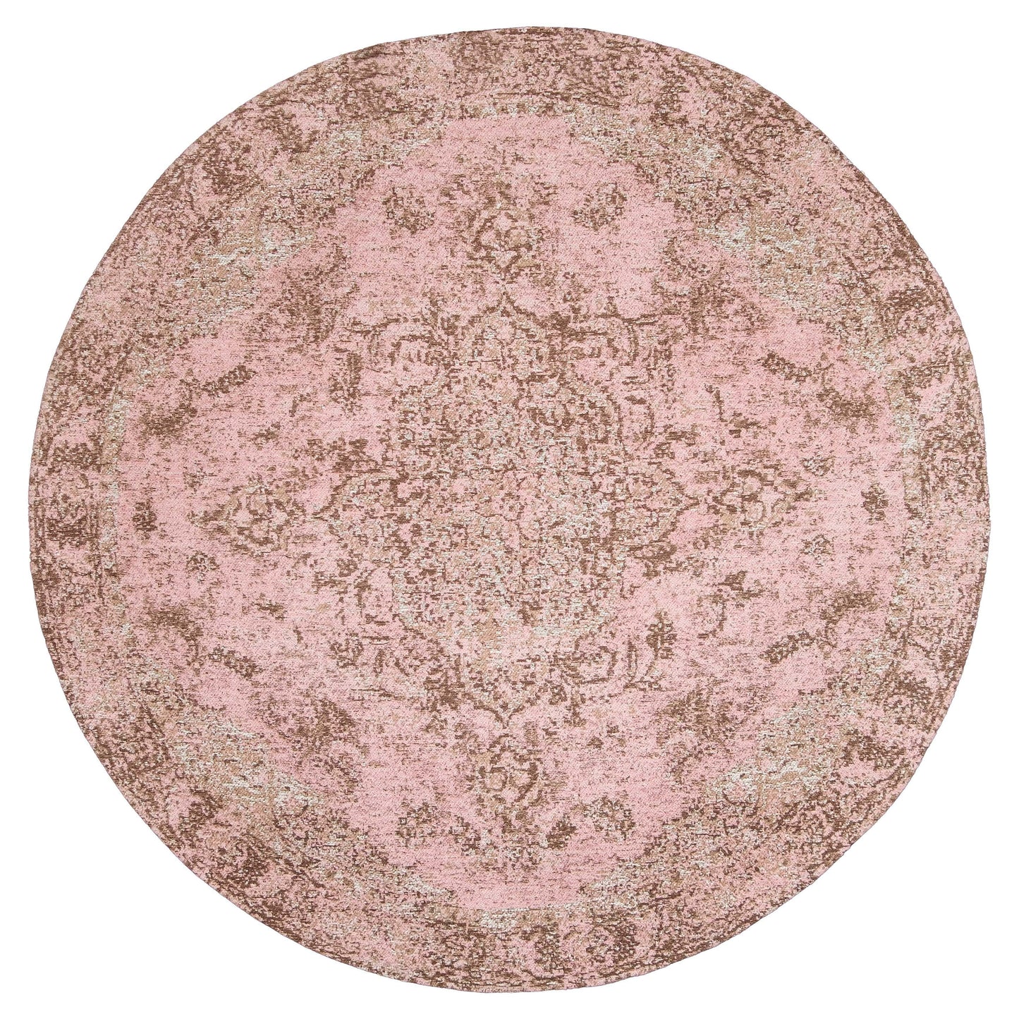 Sahara Turkish Style Pink Distressed Medallion Round Rug