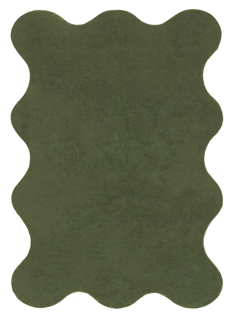 Sandara Olive Scallop Washable Rug