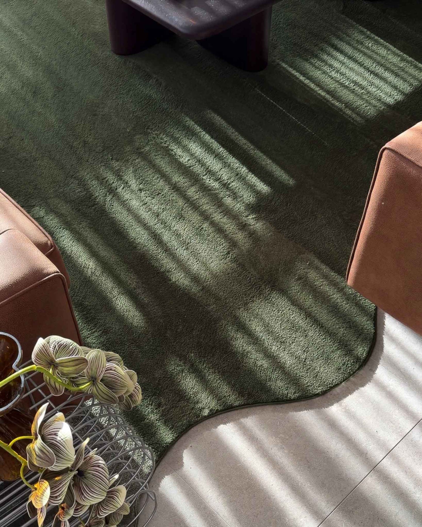 Sandara Olive Scallop Washable Rug