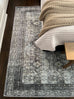 Santi Green and Grey Traditional Distressed Washable Rug