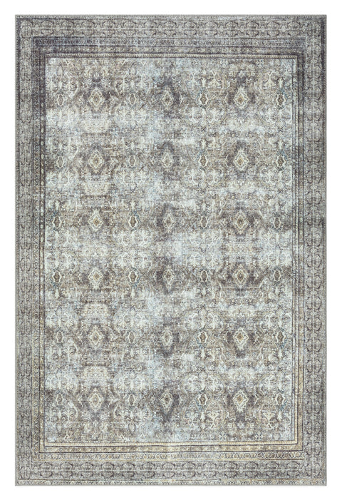 Santi Green and Grey Traditional Distressed Washable Rug*NO RETURNS UNLESS FAULTY