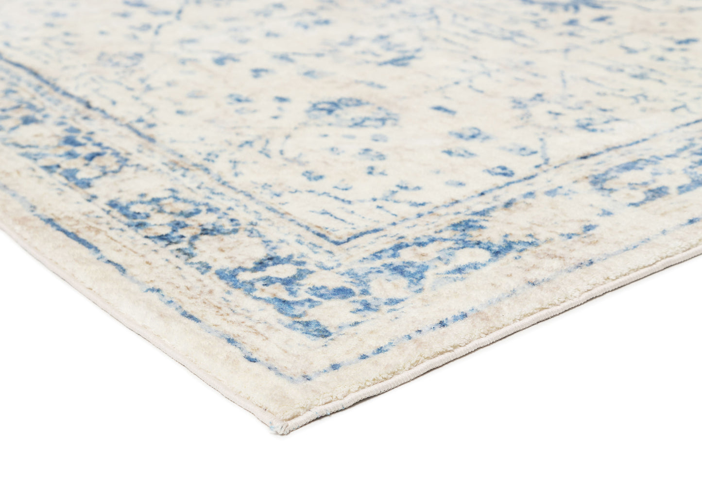 Sarafina Blue and Grey Distressed Washable Rug