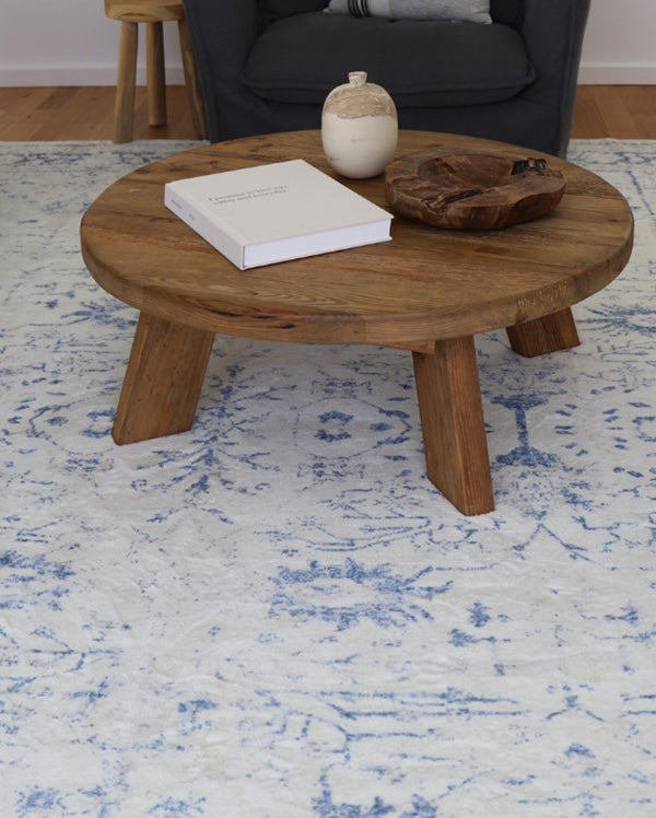 Sarafina Blue and Grey Distressed Washable Rug