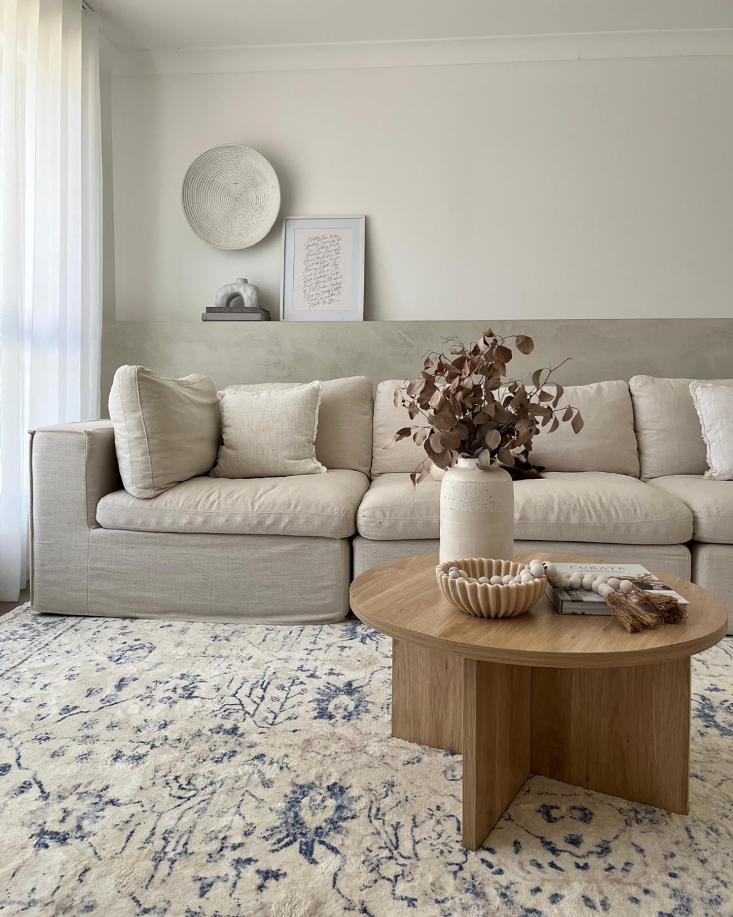 Sarafina Blue and Grey Distressed Washable Rug