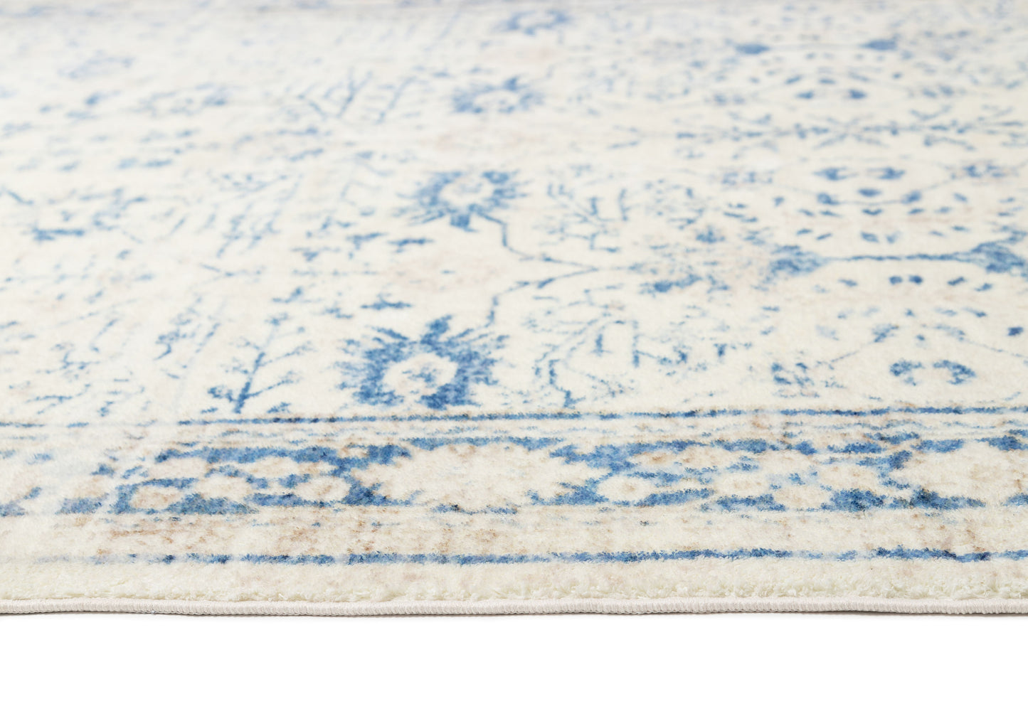 Sarafina Blue and Grey Distressed Washable Rug