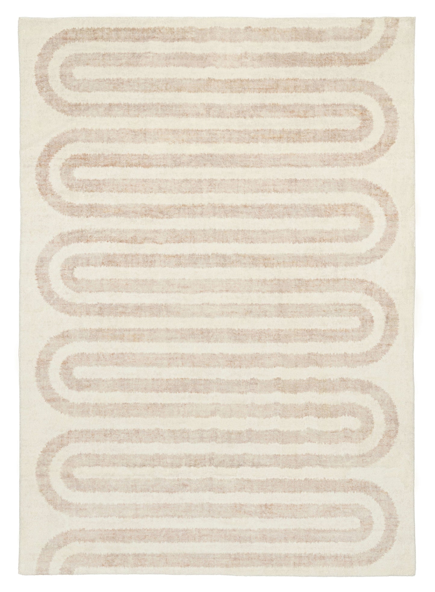 Sargola Ivory Curve Pattern Washable Rug