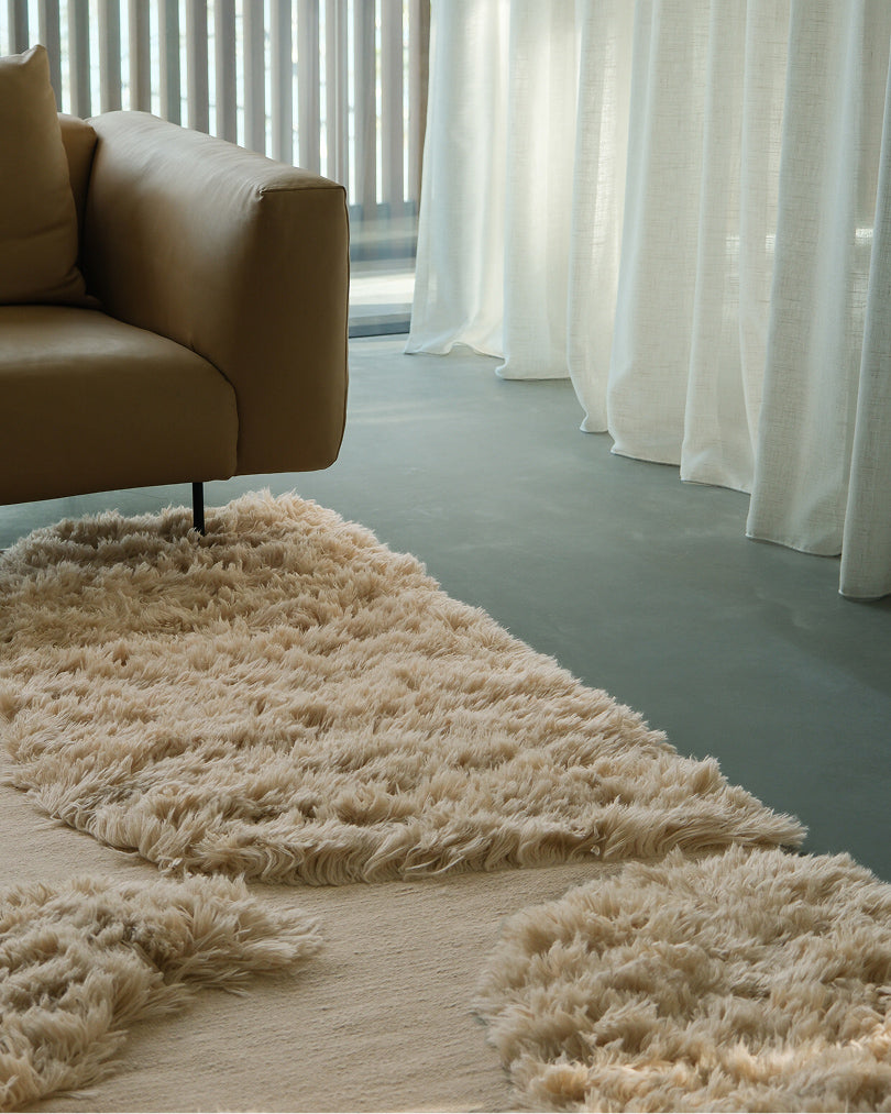 Savita Oat Sculptural Wool Shag Rug