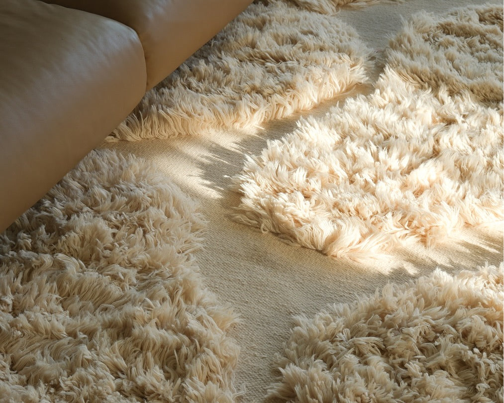 Savita Oat Sculptural Wool Shag Rug