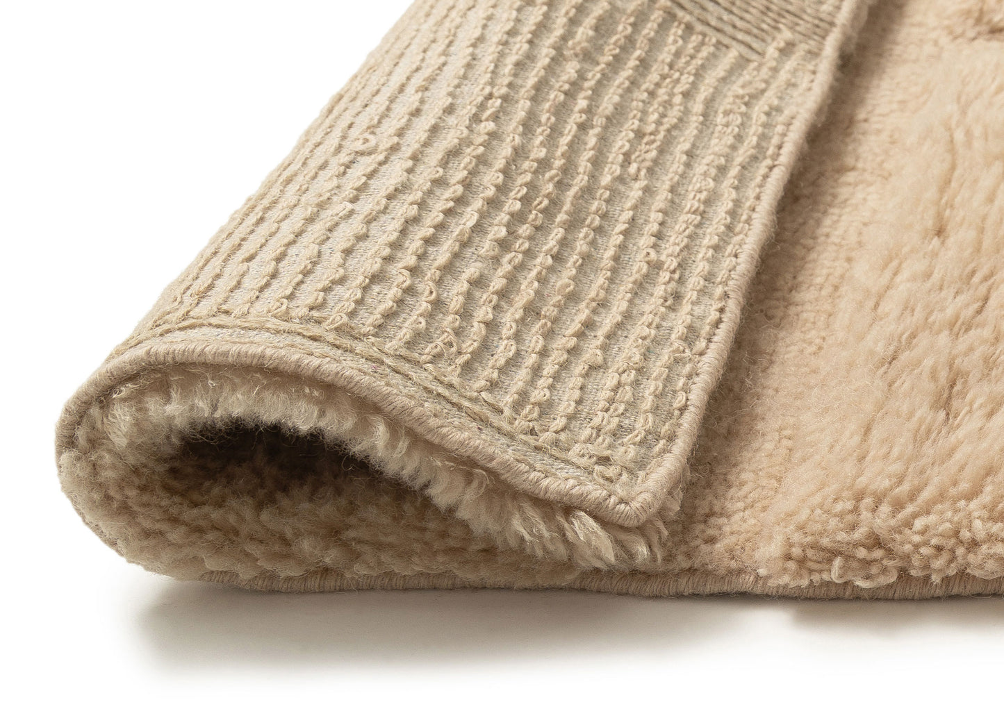 Scarlet Cream Geometric Wool Shag Rug
