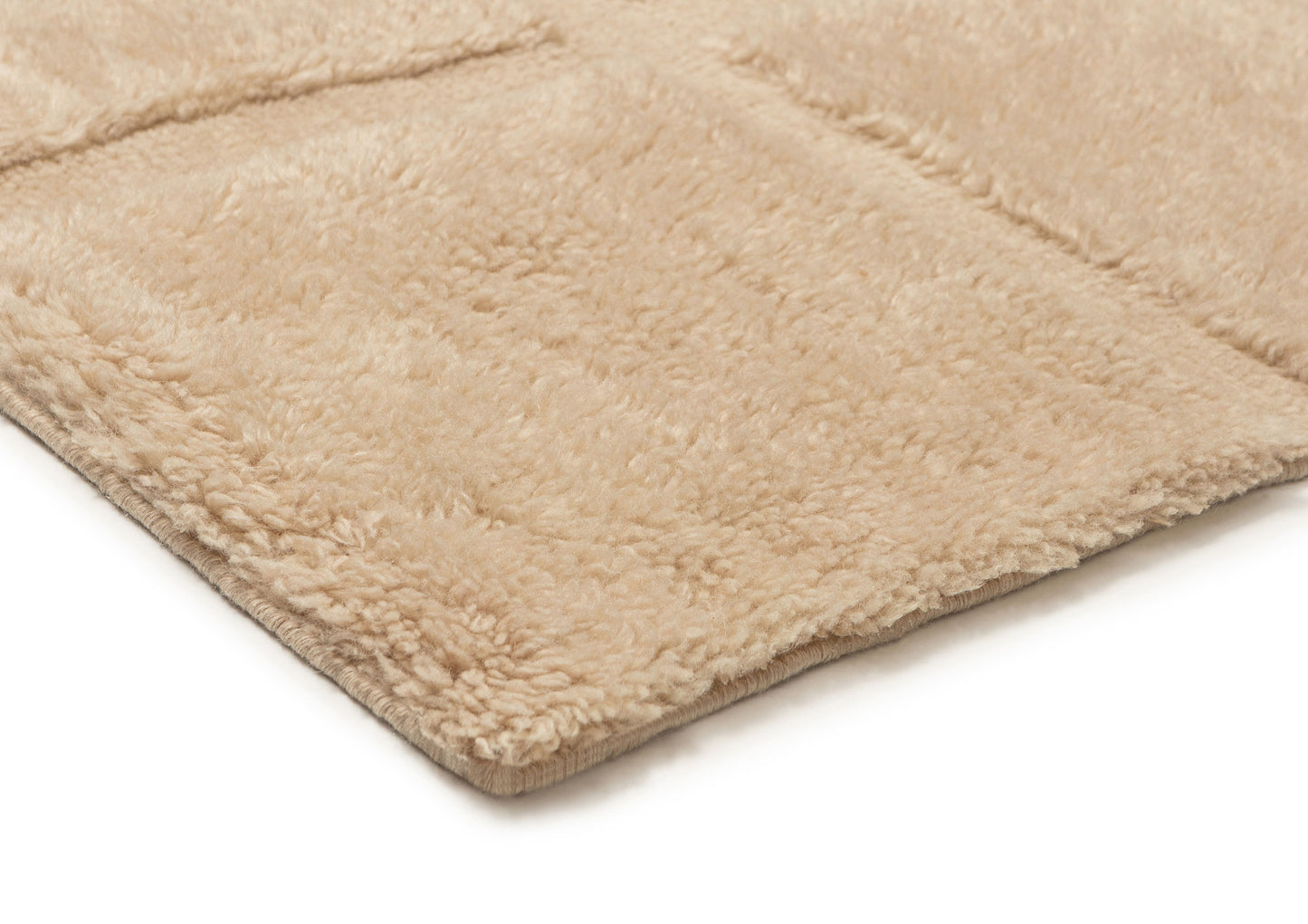 Scarlet Cream Geometric Wool Shag Rug