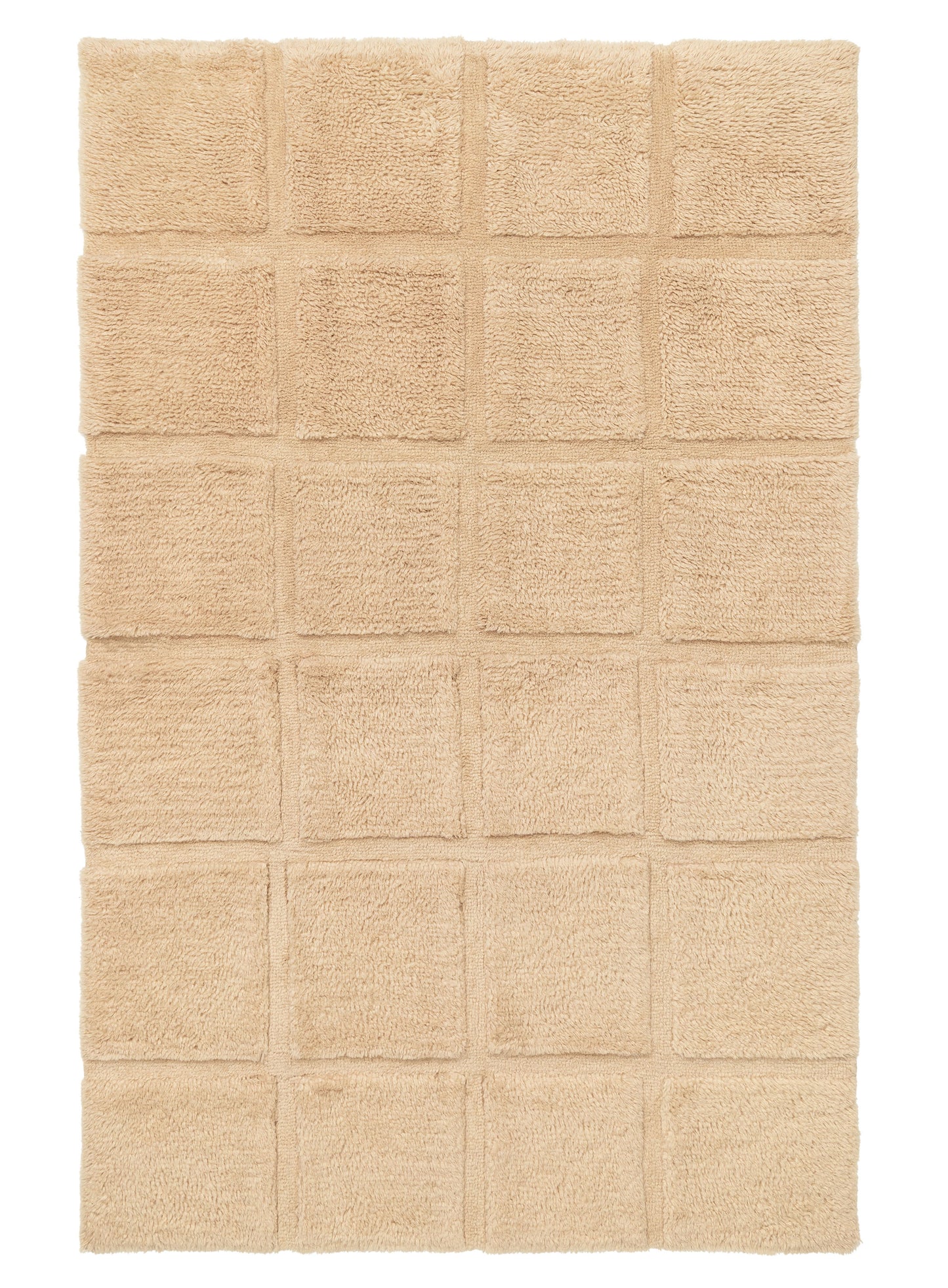 Scarlet Cream Geometric Wool Shag Rug