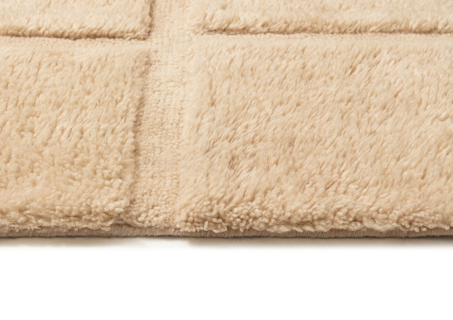 Scarlet Cream Geometric Wool Shag Rug