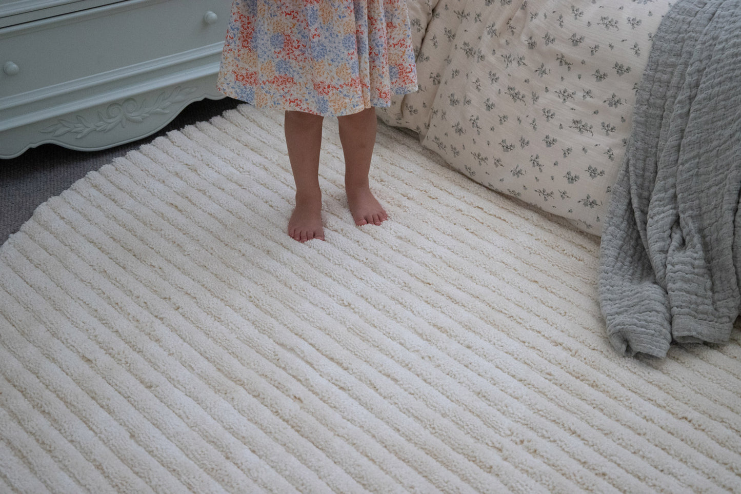 Senna Ivory Striped Round Rug