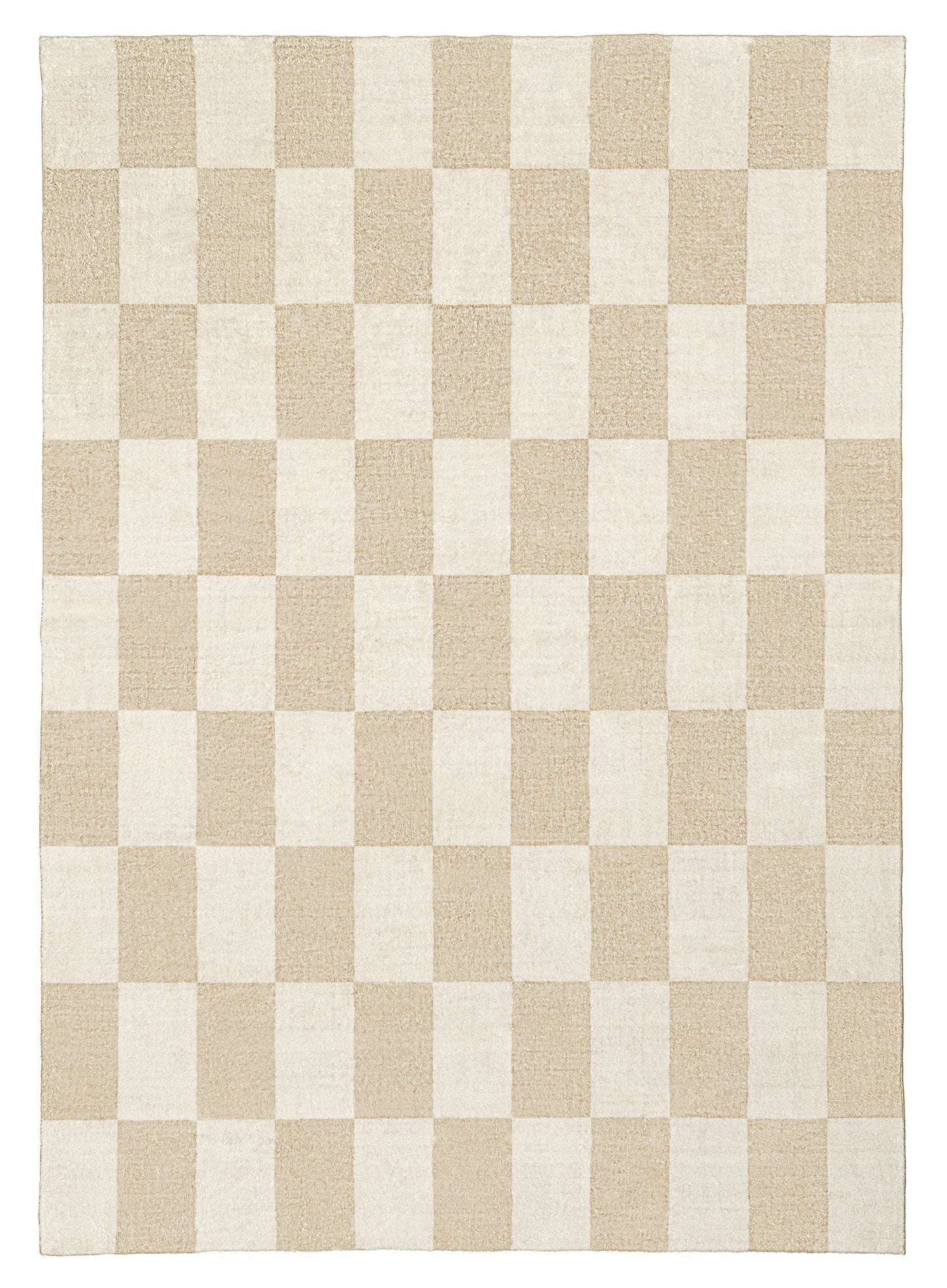 Shira Neutral Beige Checkered Washable Rug