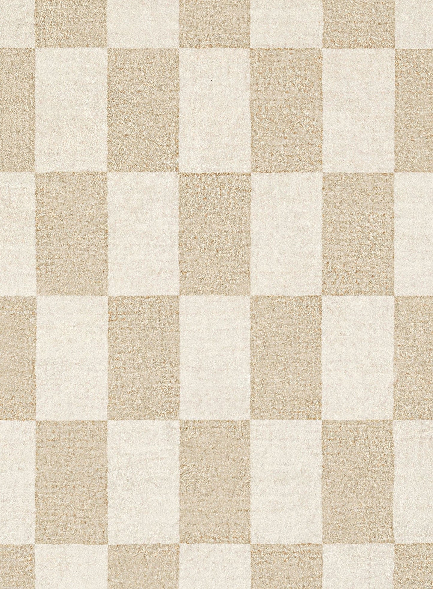 Shira Neutral Beige Checkered Washable Rug
