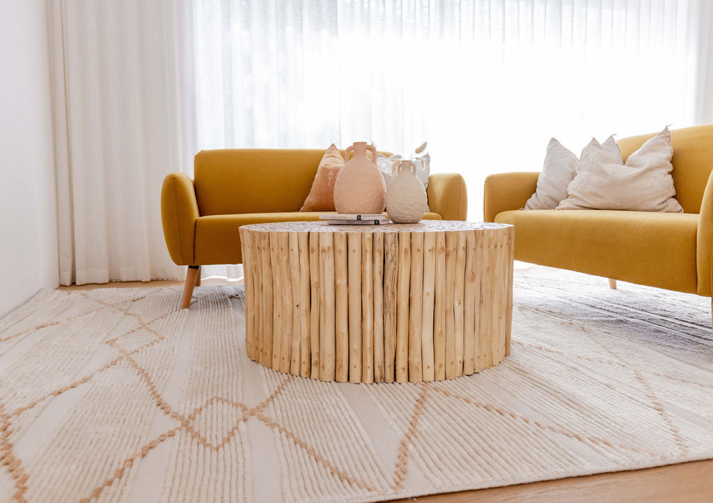 Shona Ivory and Peach Tribal P.E.T Rug