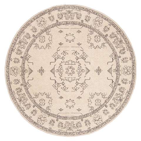 Sienna Beige and Black Scandi Pattern Round Rug *NO RETURNS UNLESS FAULTY