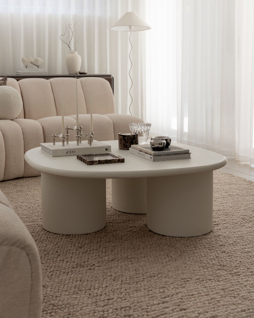 Simone Cream and Ivory Marble Looped Rug