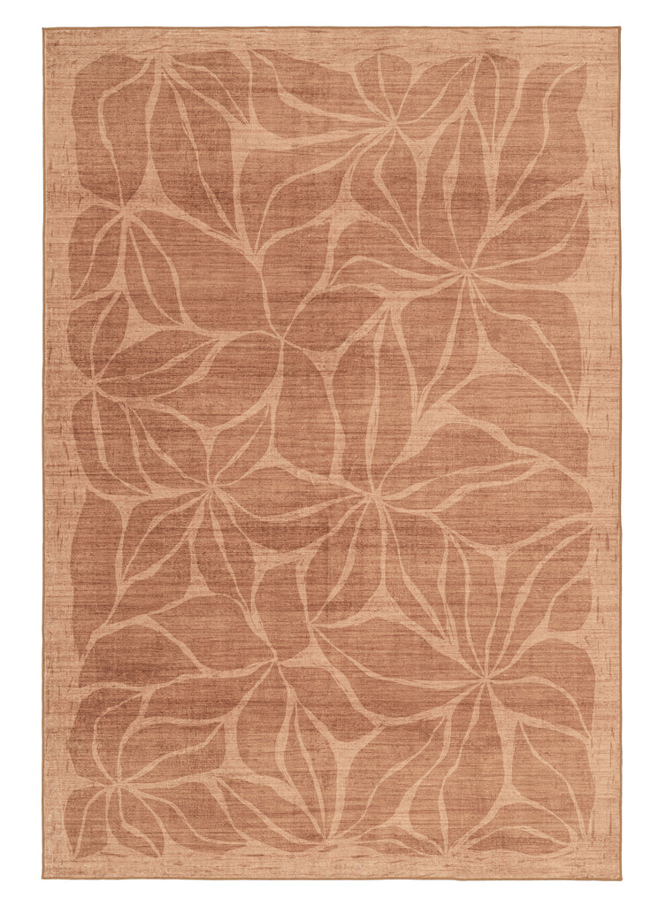 Sitar Rust Floral Washable Rug