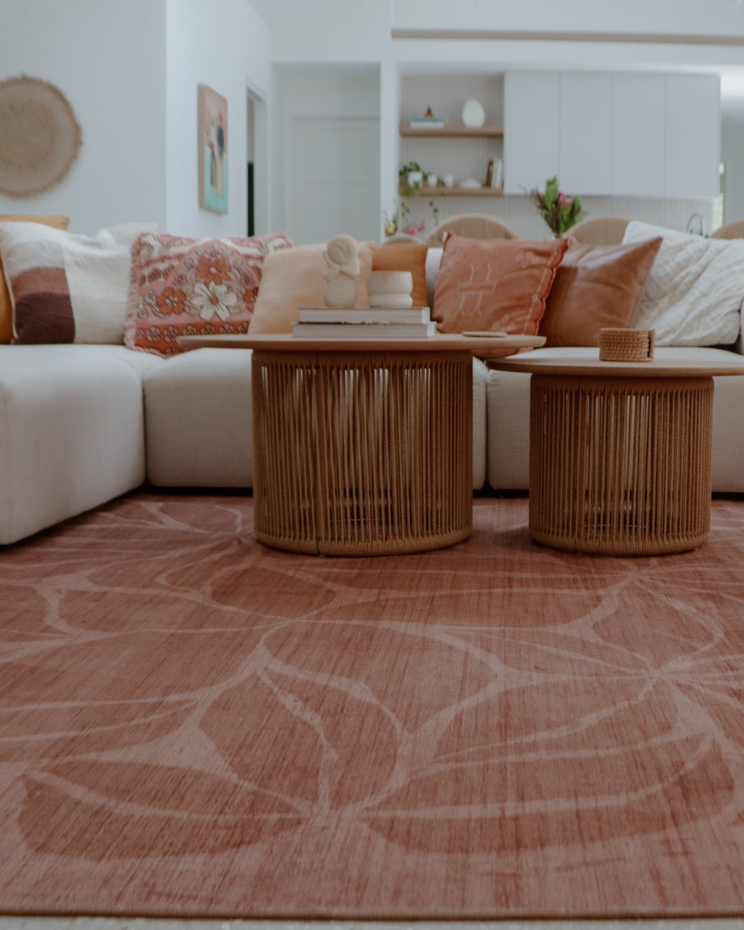 Sitar Rust Floral Washable Rug